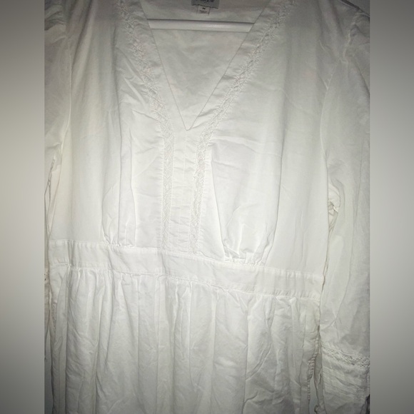 J. Crew Factory V-neck Cotton White Peasant Dress Size M Lined Romantic Cottage - Picture 3 of 16